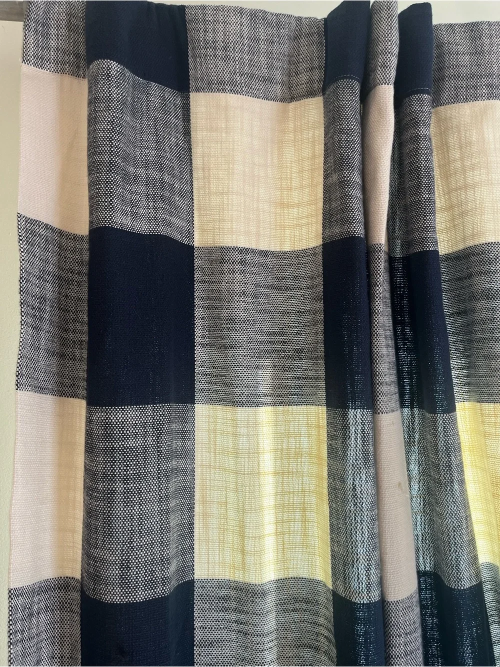 Pottery Barn Minimalist Classic Navy and Cream Buffalo Check Curtain 2 Panel